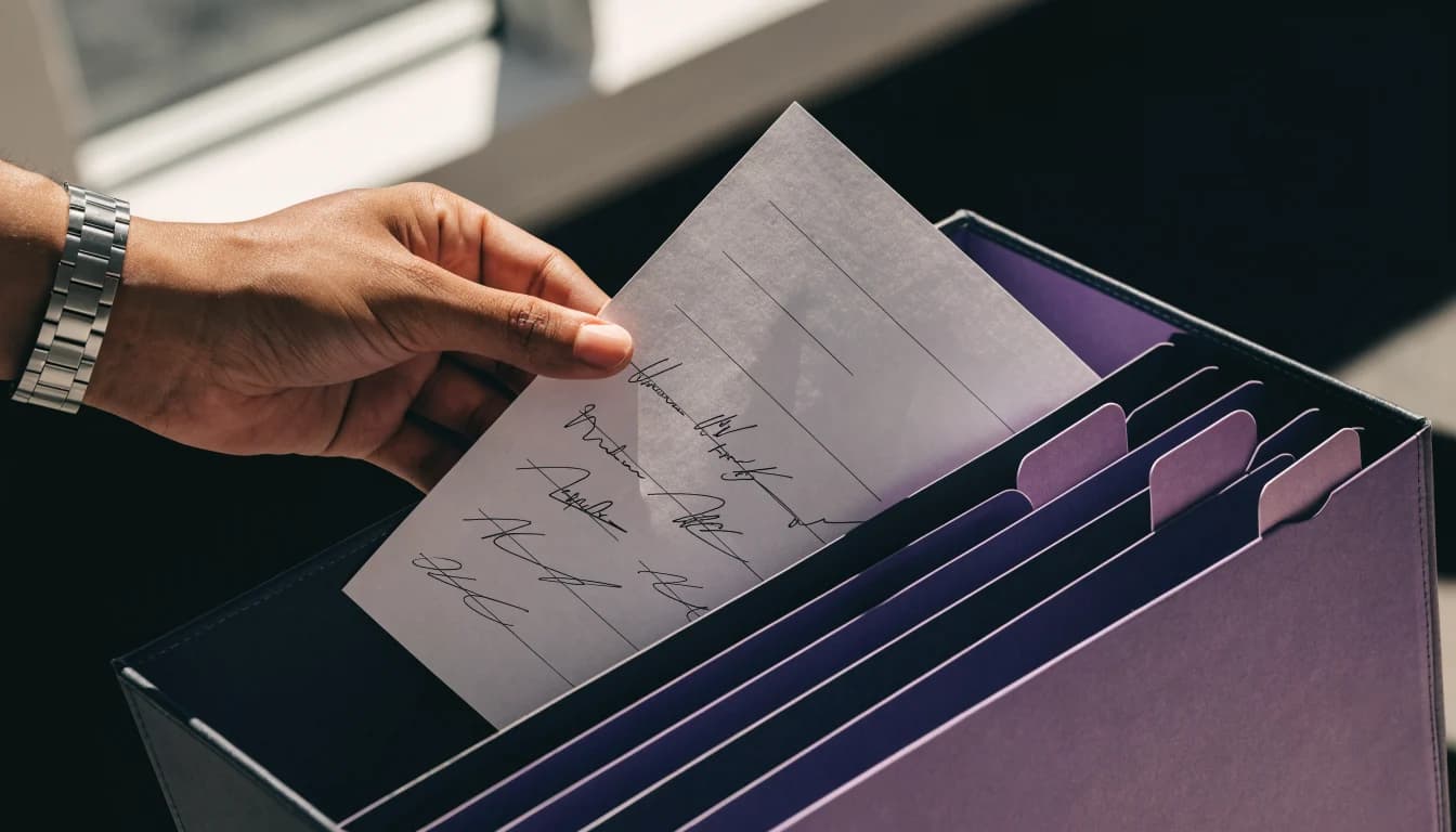 Supplier agreement filed in an organized document folder